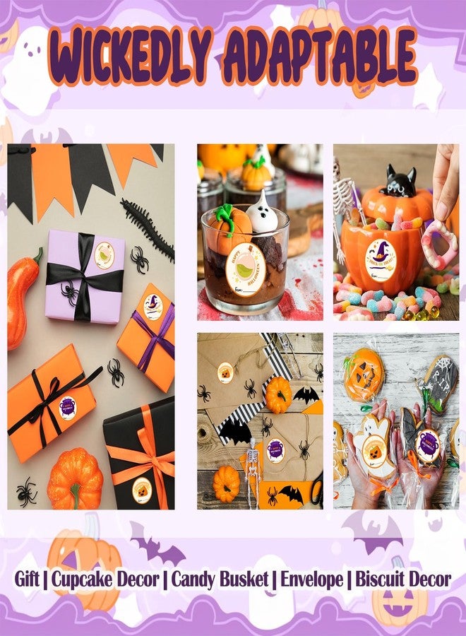 Kqfdr Happy Halloween Round Stickers, 40 Pcs Trick or Treat Name Label for Gift Wrapping, Self-Adhesive Round Seal Labels for Party Favors Marking -A04 - Image 3